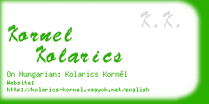 kornel kolarics business card